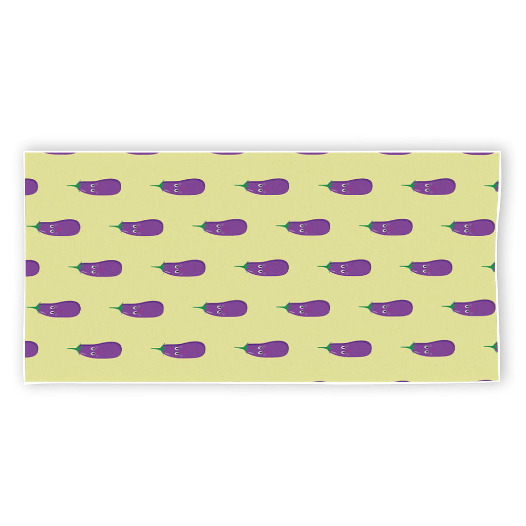 Cute Eggplant Pattern Print Beach Towel