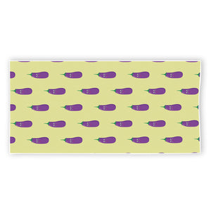 Cute Eggplant Pattern Print Beach Towel