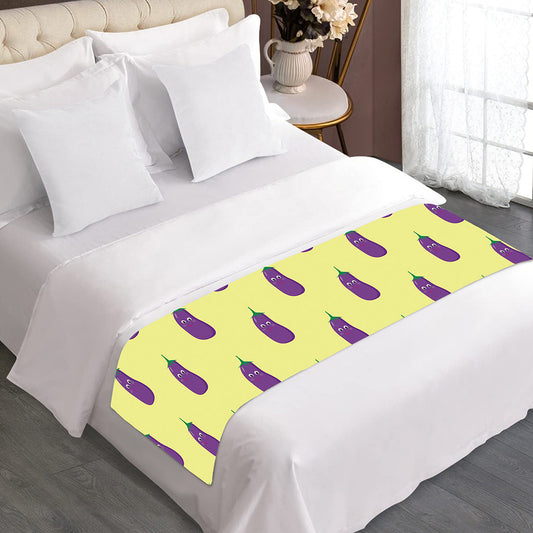 Cute Eggplant Pattern Print Bed Runner