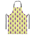 Cute Eggplant Pattern Print Bib Apron With Pocket