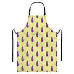 Cute Eggplant Pattern Print Bib Apron With Pocket
