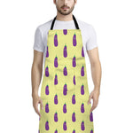 Cute Eggplant Pattern Print Bib Apron With Pocket
