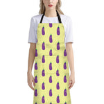 Cute Eggplant Pattern Print Bib Apron With Pocket
