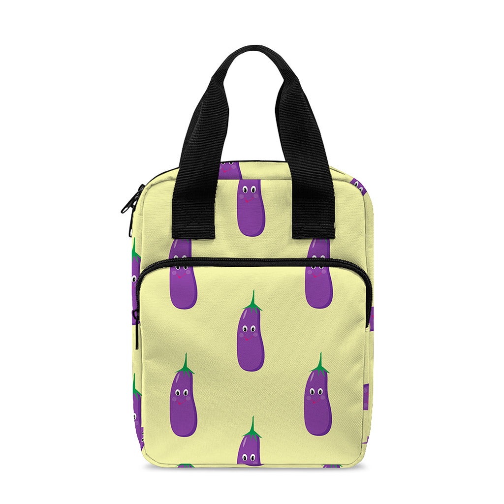 Cute Eggplant Pattern Print Bible Tote Bag