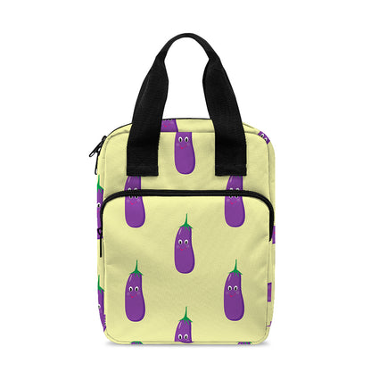 Cute Eggplant Pattern Print Bible Tote Bag