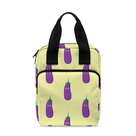 Cute Eggplant Pattern Print Bible Tote Bag
