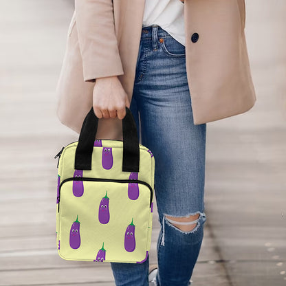 Cute Eggplant Pattern Print Bible Tote Bag