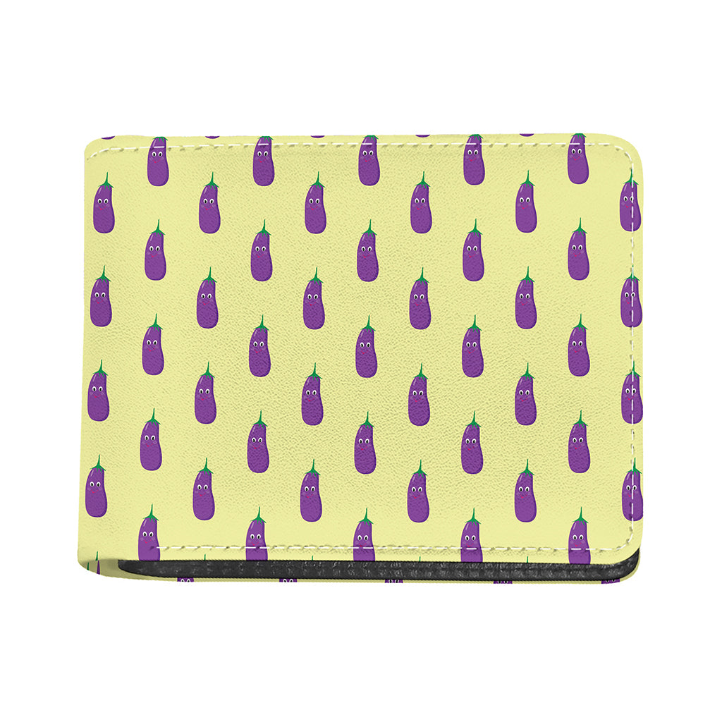 Cute Eggplant Pattern Print Bifold Wallet