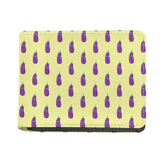 Cute Eggplant Pattern Print Bifold Wallet