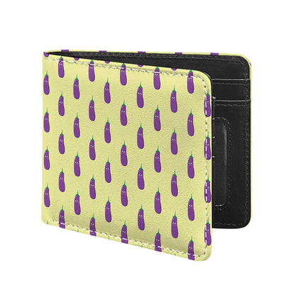 Cute Eggplant Pattern Print Bifold Wallet