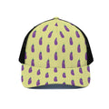 Cute Eggplant Pattern Print Black Mesh Trucker Hat