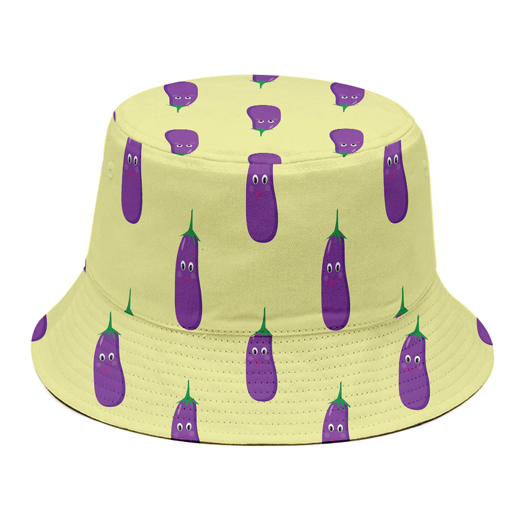 Cute Eggplant Pattern Print Bucket Hat