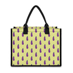 Cute Eggplant Pattern Print Canvas Tote Bag