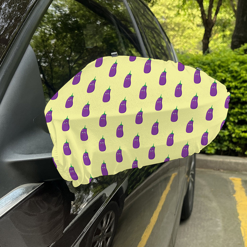 Cute Eggplant Pattern Print Car Side Mirror Covers