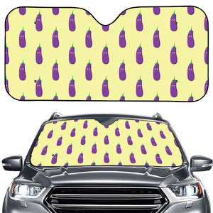 Cute Eggplant Pattern Print Car Windshield Sun Shade