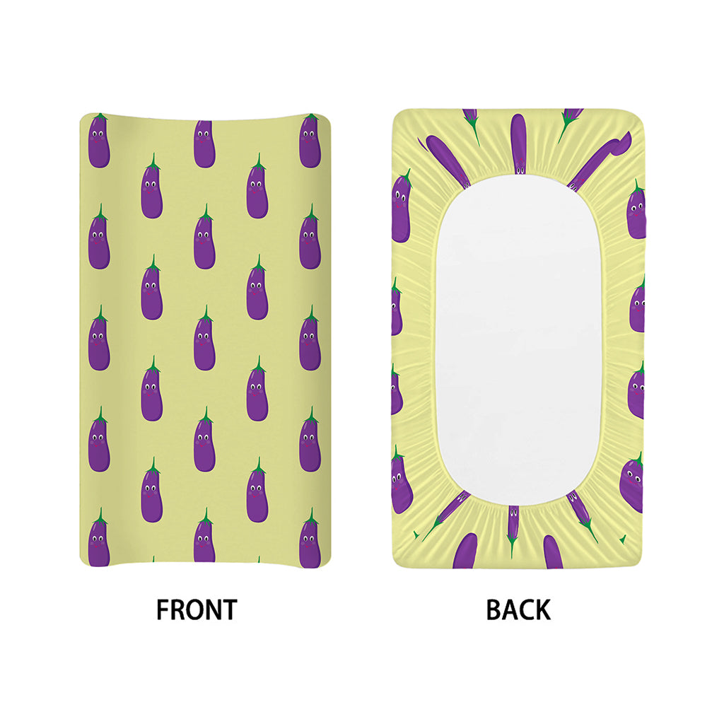 Cute Eggplant Pattern Print Changing Pad Cover