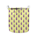 Cute Eggplant Pattern Print Collapsible Laundry Basket