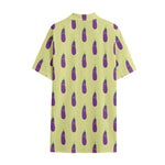 Cute Eggplant Pattern Print Cotton Hawaiian Shirt