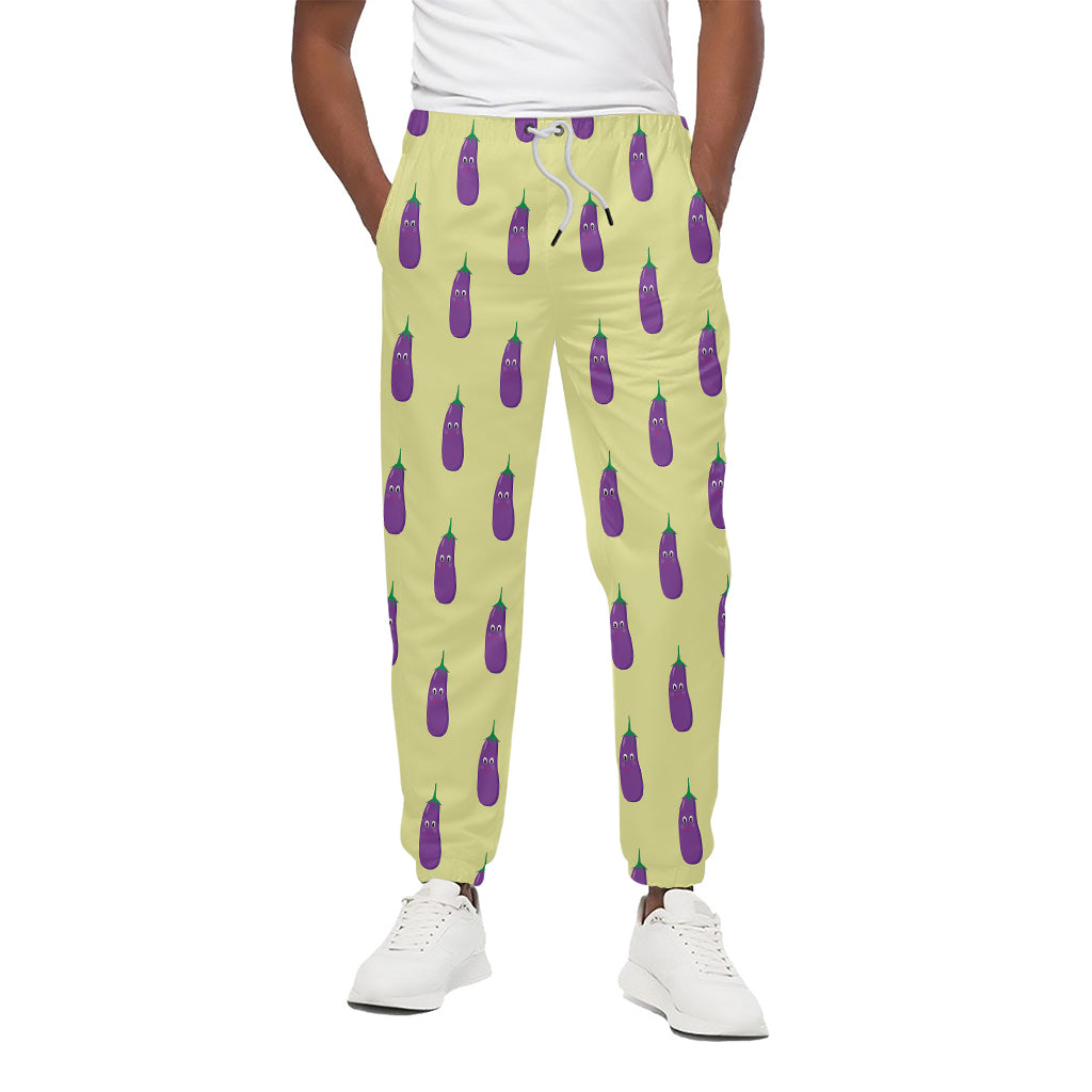 Cute Eggplant Pattern Print Cotton Pants