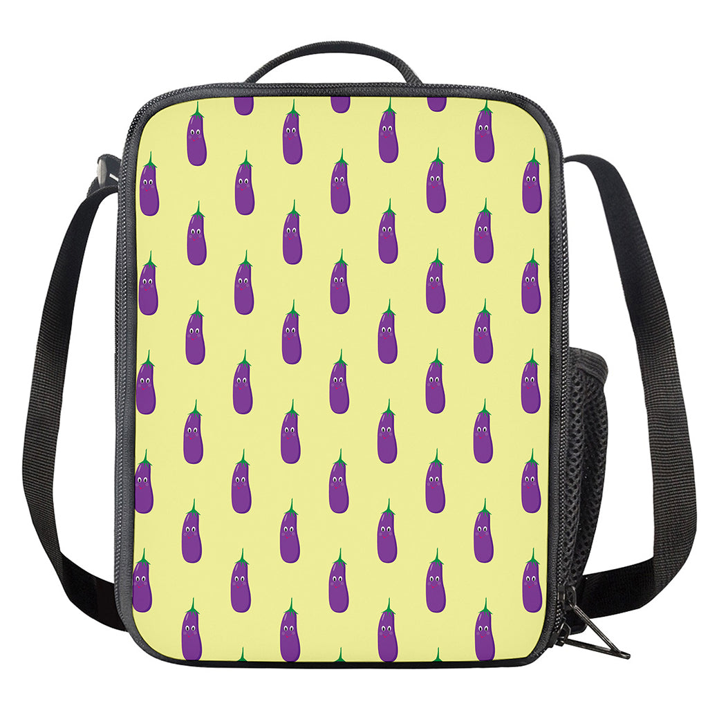 Cute Eggplant Pattern Print Crossbody Lunch Bag