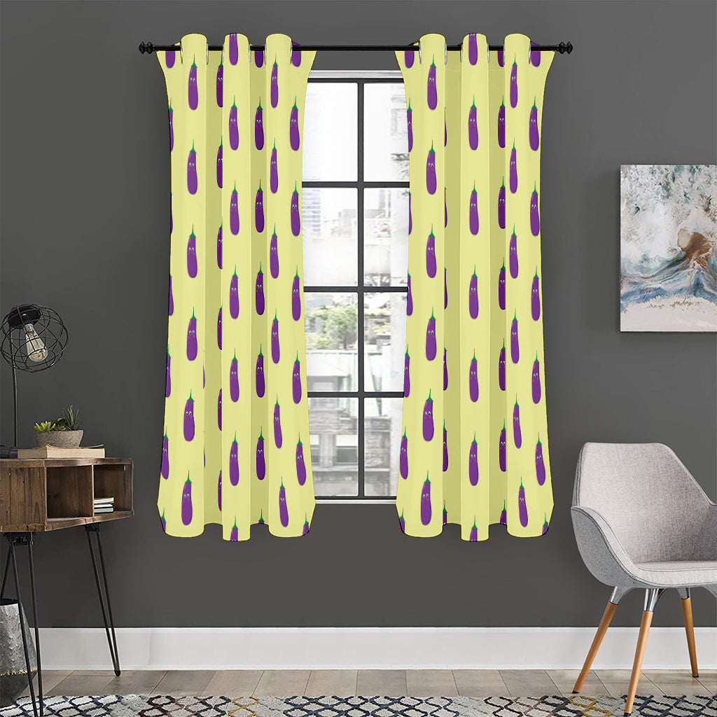 Cute Eggplant Pattern Print Curtain