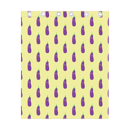 Cute Eggplant Pattern Print Curtain
