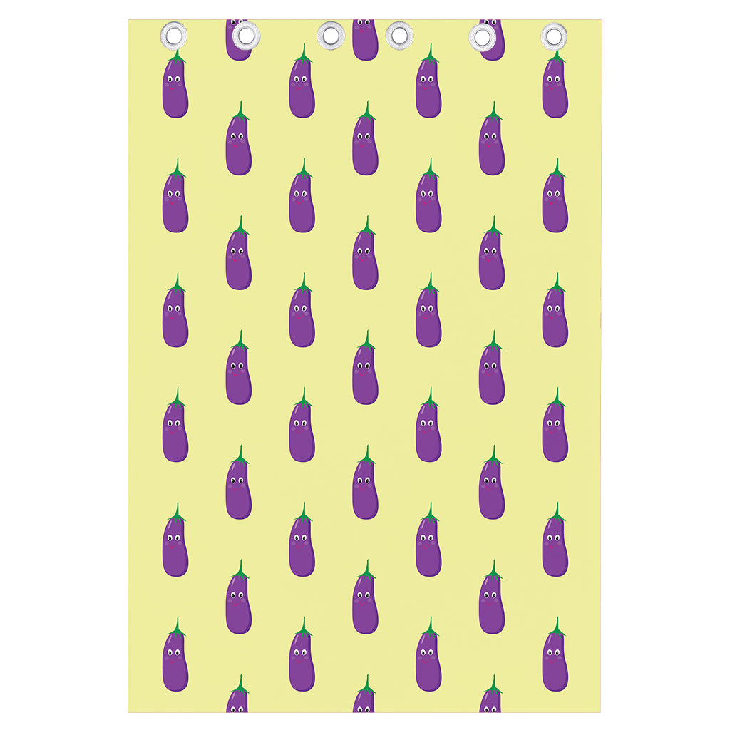 Cute Eggplant Pattern Print Curtain