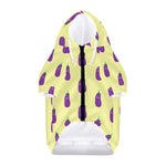 Cute Eggplant Pattern Print Dog Zip Up Hoodie