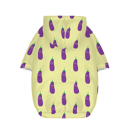 Cute Eggplant Pattern Print Dog Zip Up Hoodie