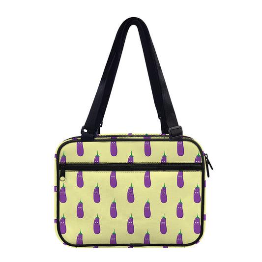 Cute Eggplant Pattern Print Double Strap Bible Bag