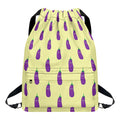 Cute Eggplant Pattern Print Drawstring Backpack