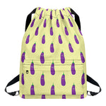 Cute Eggplant Pattern Print Drawstring Backpack