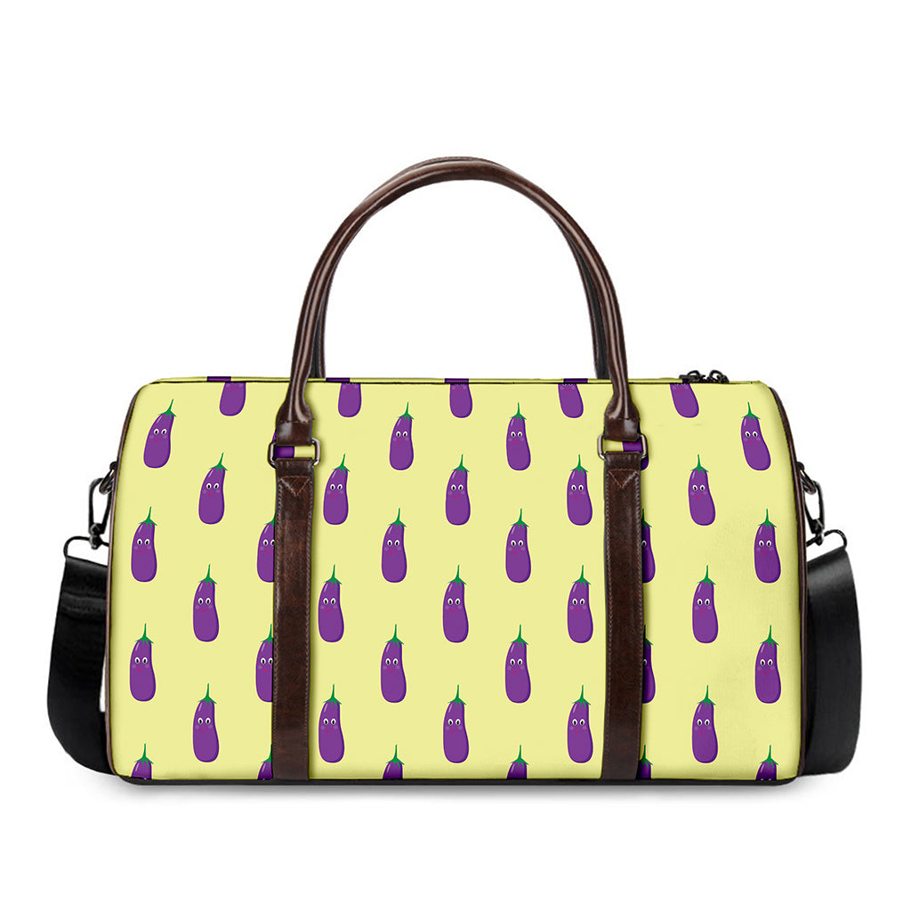 Cute Eggplant Pattern Print Duffle Bag