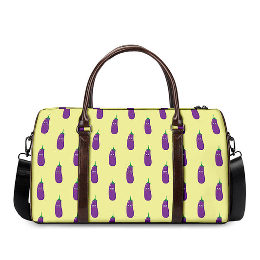 Cute Eggplant Pattern Print Duffle Bag