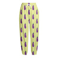 Cute Eggplant Pattern Print Fleece Lined Knit Pants