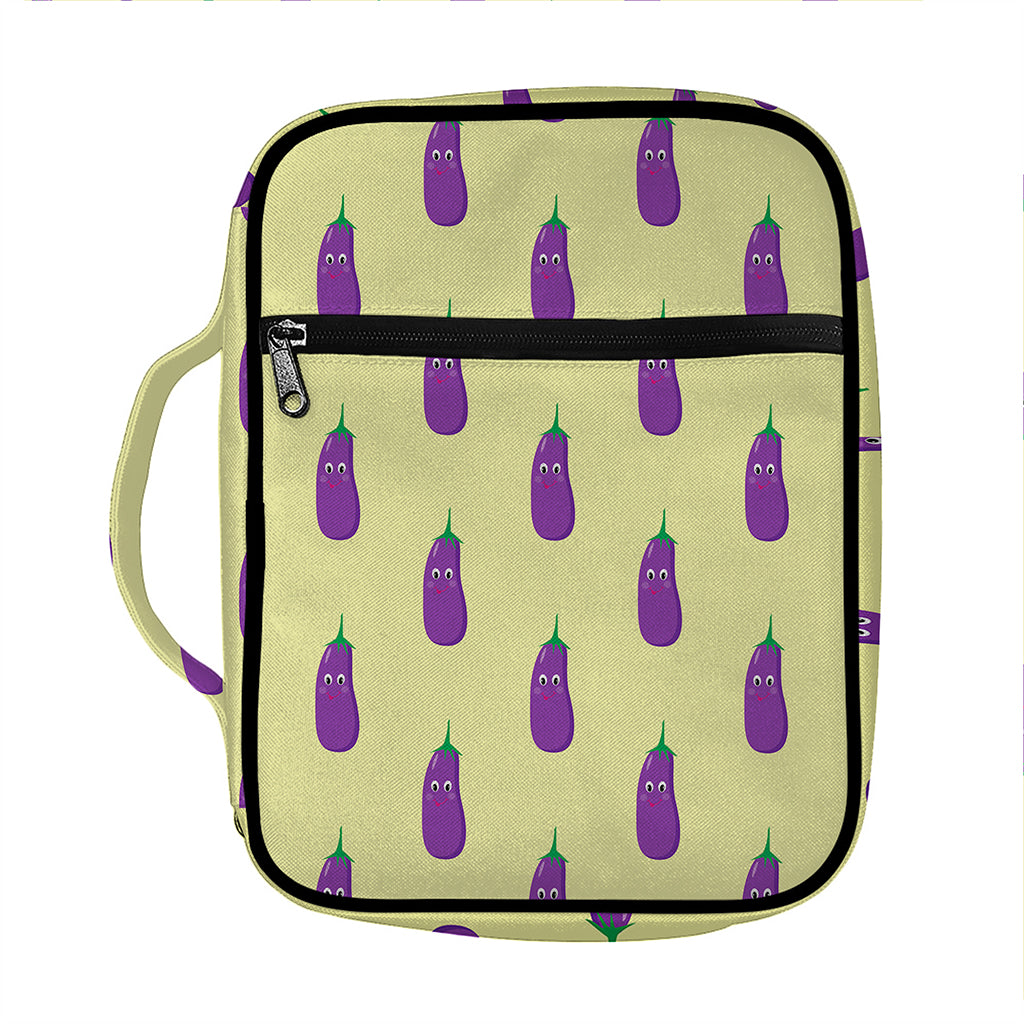 Cute Eggplant Pattern Print Front Pocket Bible Bag