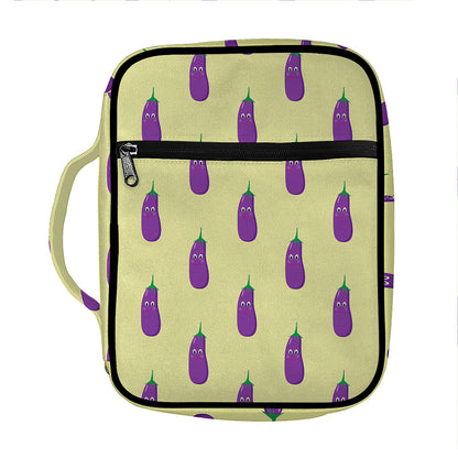 Cute Eggplant Pattern Print Front Pocket Bible Bag
