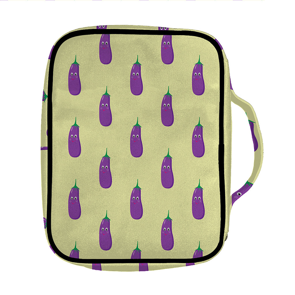 Cute Eggplant Pattern Print Front Pocket Bible Bag