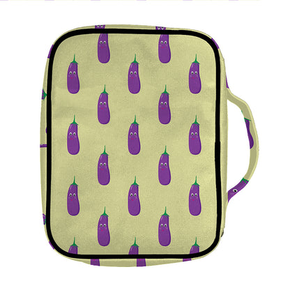 Cute Eggplant Pattern Print Front Pocket Bible Bag