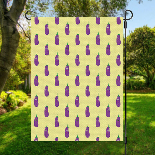 Cute Eggplant Pattern Print Garden Flag