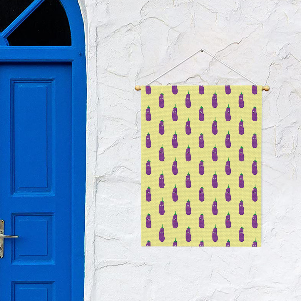 Cute Eggplant Pattern Print Garden Flag