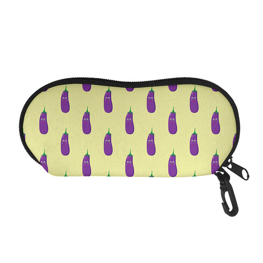 Cute Eggplant Pattern Print Glasses Case
