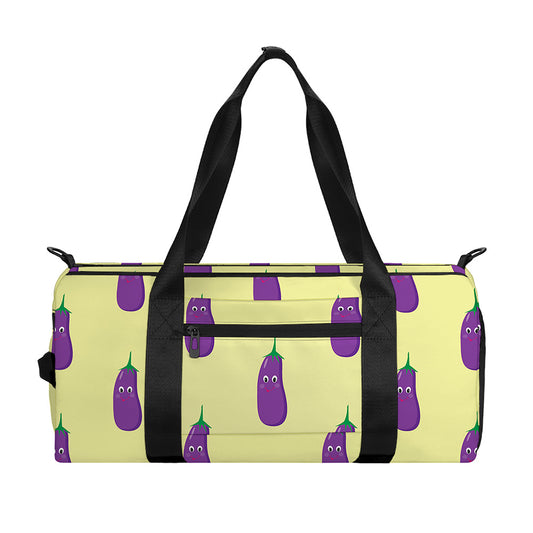 Cute Eggplant Pattern Print Gym Bag
