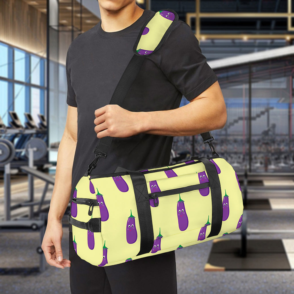 Cute Eggplant Pattern Print Gym Bag