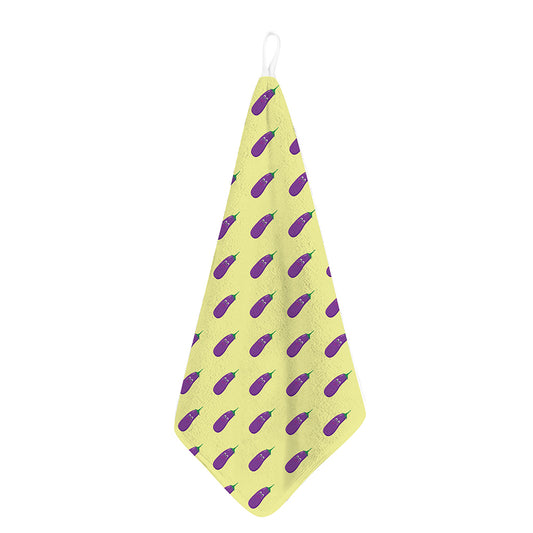 Cute Eggplant Pattern Print Hand Towel