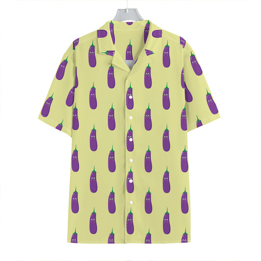 Cute Eggplant Pattern Print Hawaiian Shirt