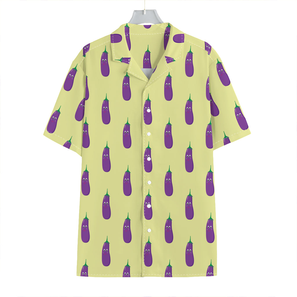 Cute Eggplant Pattern Print Hawaiian Shirt