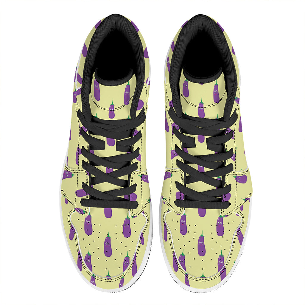 Cute Eggplant Pattern Print High Top Leather Sneakers