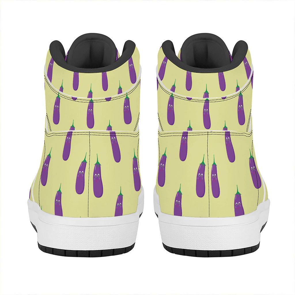 Cute Eggplant Pattern Print High Top Leather Sneakers