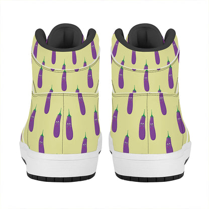 Cute Eggplant Pattern Print High Top Leather Sneakers